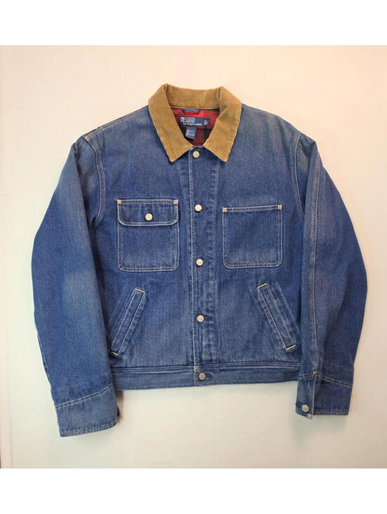 Ralph Lauren Other - Polo Ralph Lauren Dungaree Vintage 90s Red Plaid Lined Denim Jacket Mens Large L